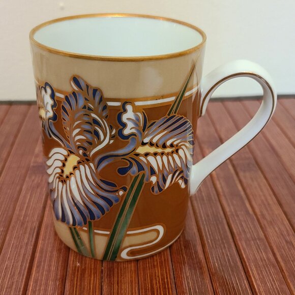 Vintage Fitz & Floyd Cloisonne Iris Dessert Plate & Matching Mug - Picture 5 of 10